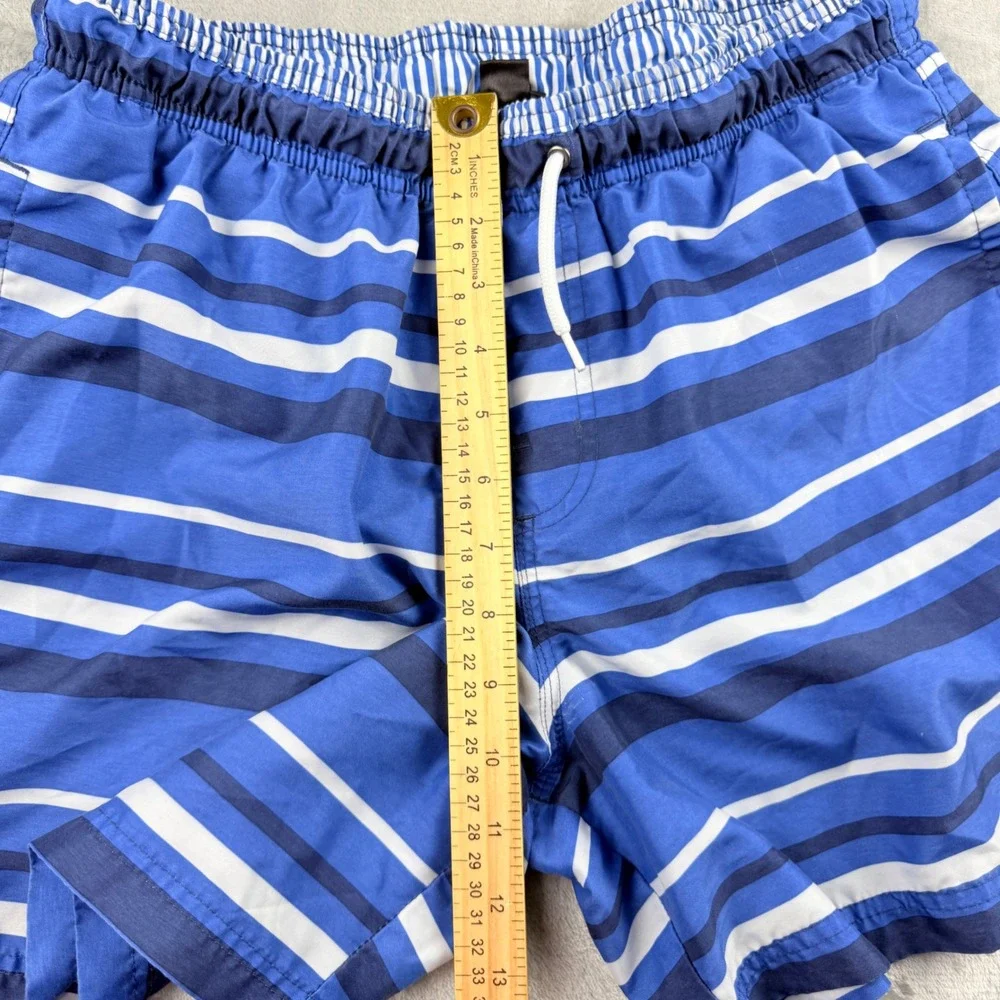 Livergy Men's Blue White Striped Swim Trunks Size Medium Board Shorts Beachwear